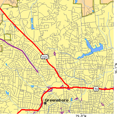 Zip code 27408 close-up map