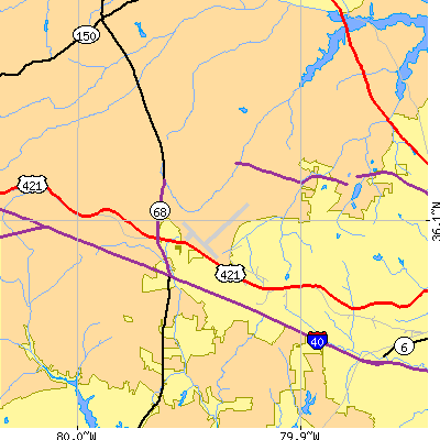 Zip code 27409 close-up map