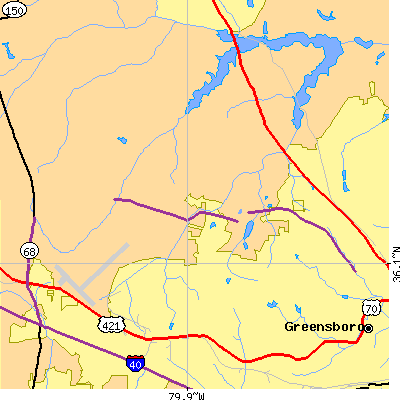 Zip code 27410 close-up map