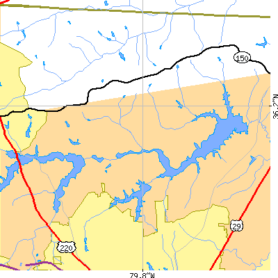 Zip code 27455 close-up map