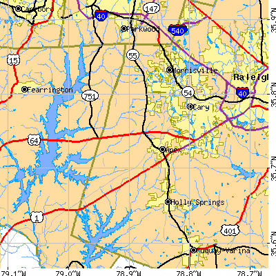 Zip code 27502 close-up map