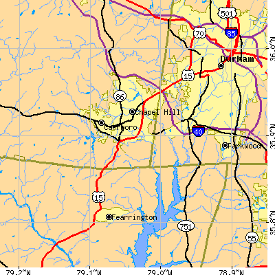 Zip code 27514 close-up map