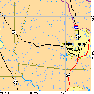 Zip code 27516 close-up map