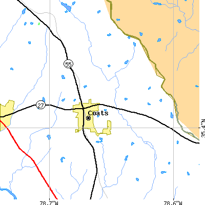 Zip code 27521 close-up map