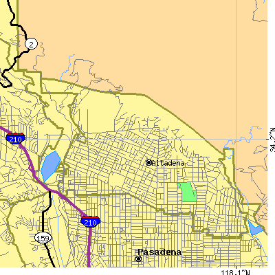 Zip code 91001 close-up map