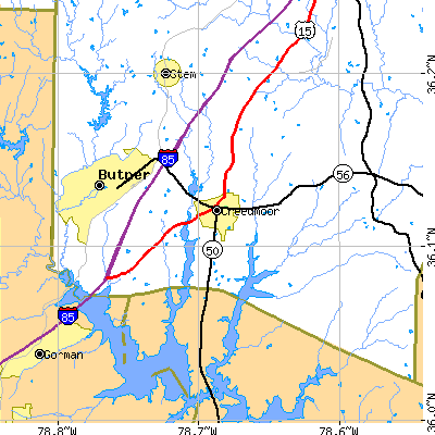 Zip code 27522 close-up map