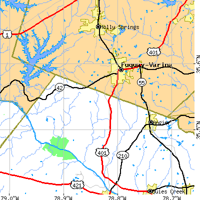 Zip code 27526 close-up map