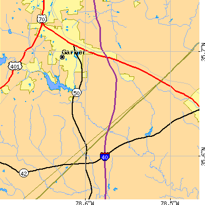 Zip code 27529 close-up map