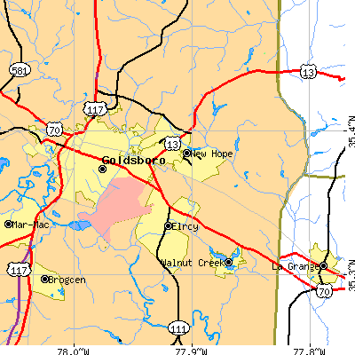 Zip code 27534 close-up map