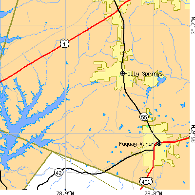 Zip code 27540 close-up map