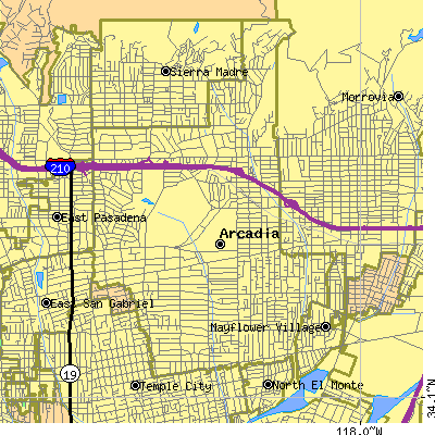 Zip code 91006 close-up map