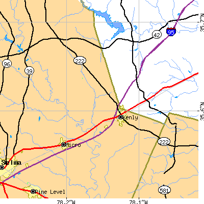 Zip code 27542 close-up map