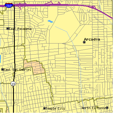 Zip code 91007 close-up map
