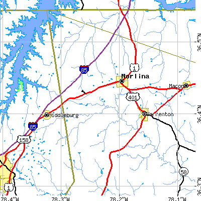 Zip code 27563 close-up map