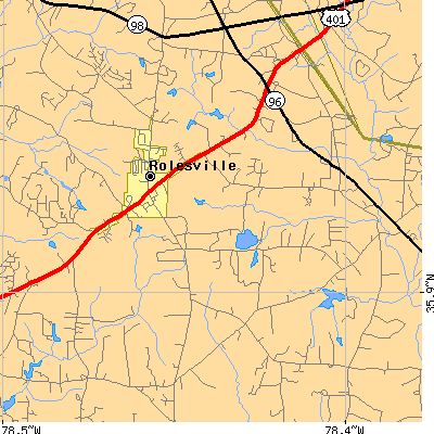 Zip code 27571 close-up map