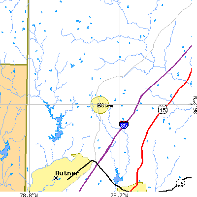 Zip code 27581 close-up map
