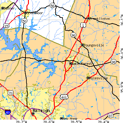 Zip code 27587 close-up map