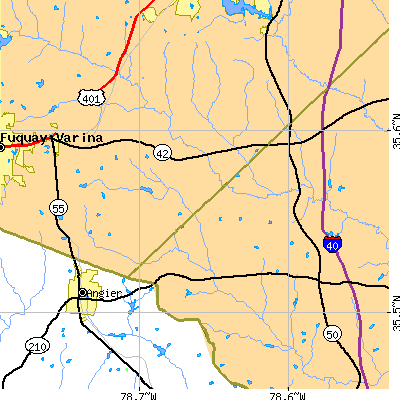 Zip code 27592 close-up map