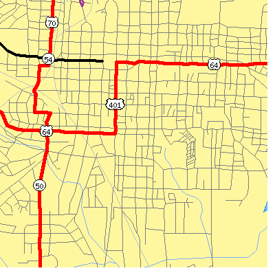 Zip code 27601 close-up map