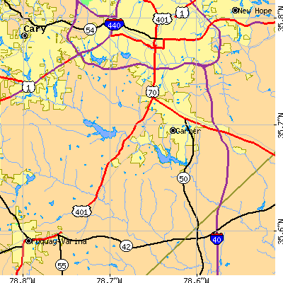 Zip code 27603 close-up map