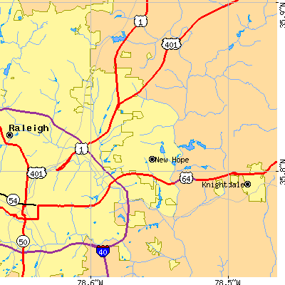 Zip code 27604 close-up map