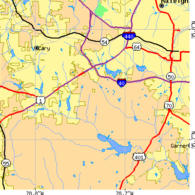 Zip code 27606 close-up map