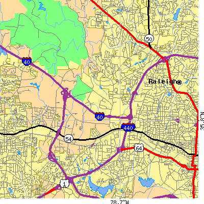Zip code 27607 close-up map