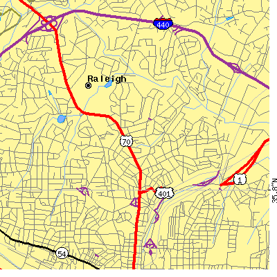 Zip code 27608 close-up map