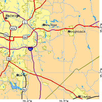 Zip code 27610 close-up map