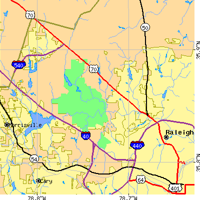 Zip code 27612 close-up map