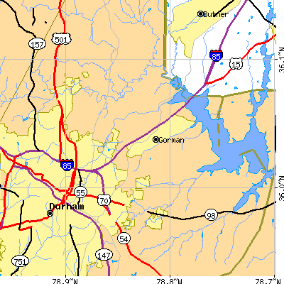 Zip code 27704 close-up map