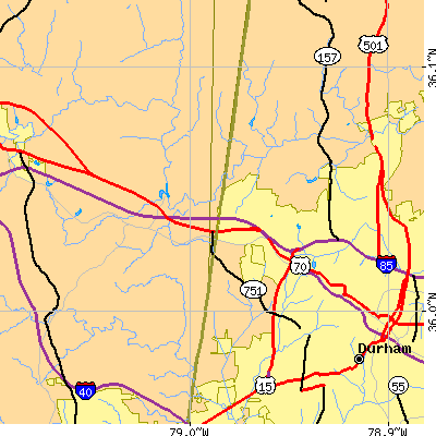 Zip code 27705 close-up map