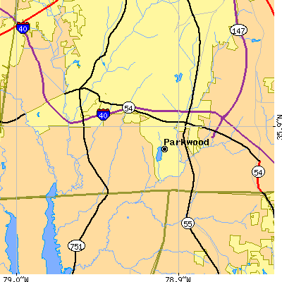 Zip code 27713 close-up map