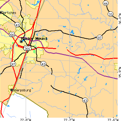 Zip code 27801 close-up map