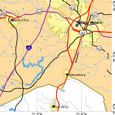 Zip code 27803 close-up map
