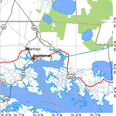 Zip code 27810 close-up map