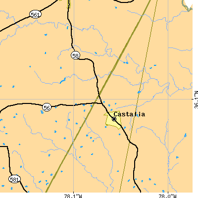 Zip code 27816 close-up map