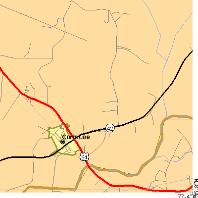 Zip code 27819 close-up map