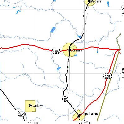 Zip code 27820 close-up map