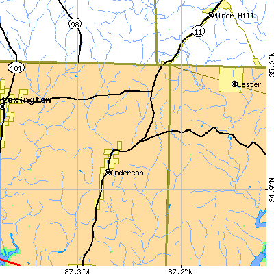 Zip code 35610 close-up map