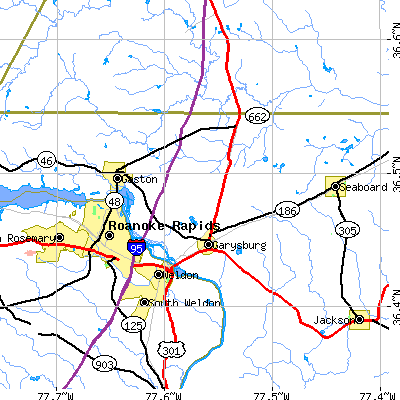 Zip code 27831 close-up map