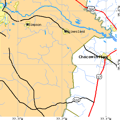 Zip code 27837 close-up map