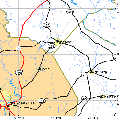 Zip code 27843 close-up map