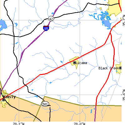 Zip code 27851 close-up map