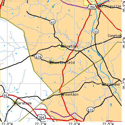 Zip code 27852 close-up map