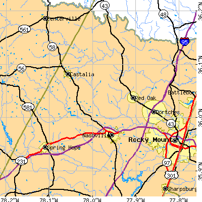 Zip code 27856 close-up map