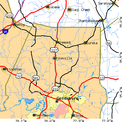 Zip code 27863 close-up map