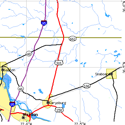 Zip code 27866 close-up map