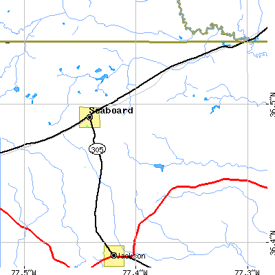 Zip code 27876 close-up map