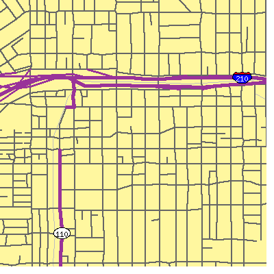 Zip code 91101 close-up map